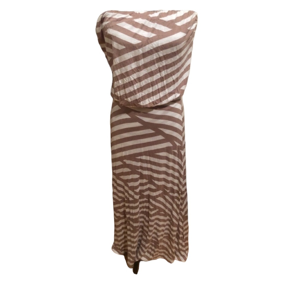 Twelve  size medium tan & white maxi dress strapless striped
